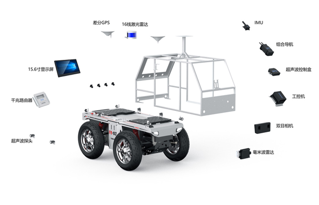 UGV Outdoor Off Road 4 Wheel Drive Robot Chassis 48V Servo Motor Drive